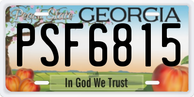GA license plate PSF6815