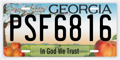 GA license plate PSF6816