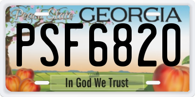 GA license plate PSF6820