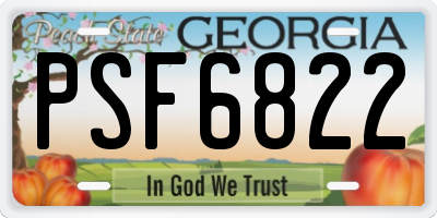 GA license plate PSF6822