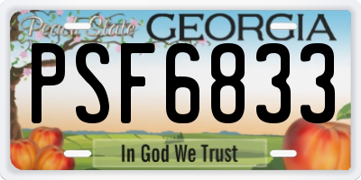 GA license plate PSF6833