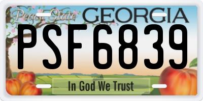 GA license plate PSF6839