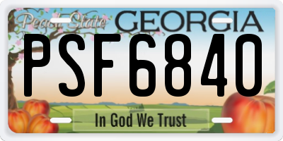 GA license plate PSF6840
