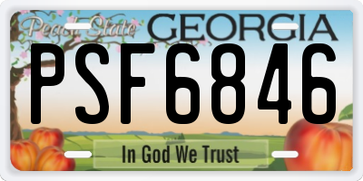 GA license plate PSF6846