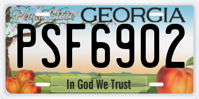 GA license plate PSF6902
