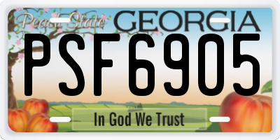 GA license plate PSF6905