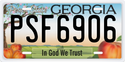 GA license plate PSF6906