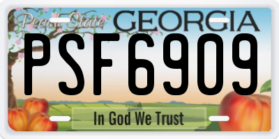 GA license plate PSF6909