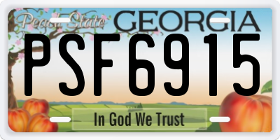 GA license plate PSF6915