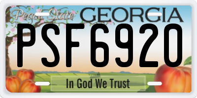 GA license plate PSF6920