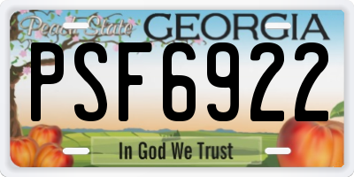 GA license plate PSF6922