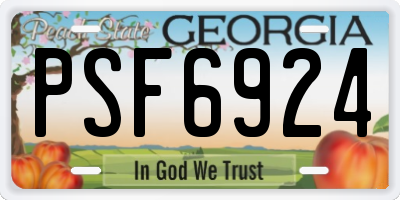 GA license plate PSF6924