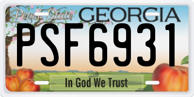 GA license plate PSF6931