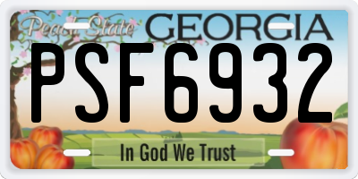 GA license plate PSF6932