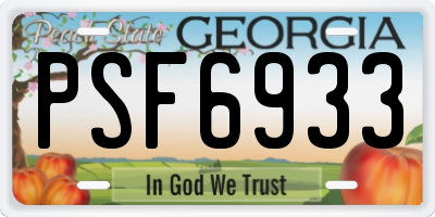 GA license plate PSF6933