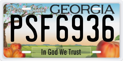GA license plate PSF6936