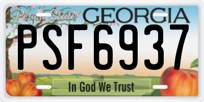 GA license plate PSF6937