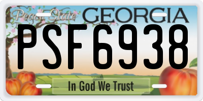 GA license plate PSF6938