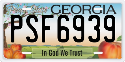 GA license plate PSF6939
