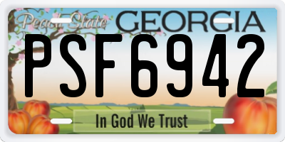GA license plate PSF6942