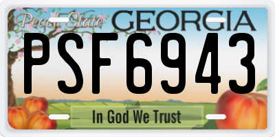 GA license plate PSF6943