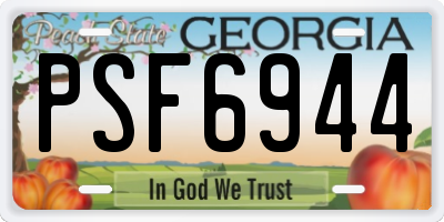 GA license plate PSF6944