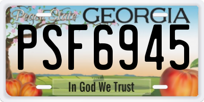 GA license plate PSF6945
