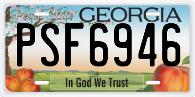 GA license plate PSF6946