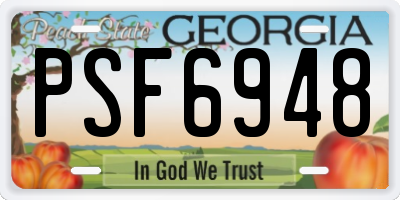 GA license plate PSF6948