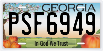 GA license plate PSF6949