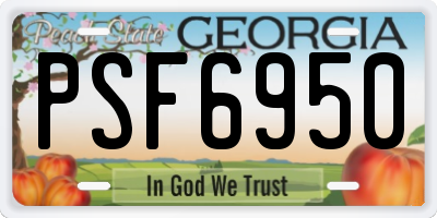 GA license plate PSF6950