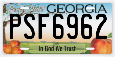 GA license plate PSF6962