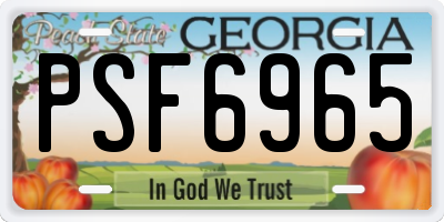 GA license plate PSF6965