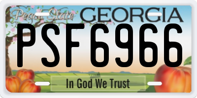 GA license plate PSF6966