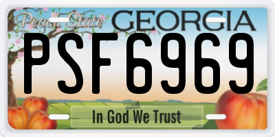 GA license plate PSF6969
