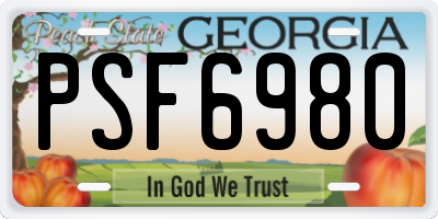 GA license plate PSF6980