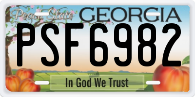 GA license plate PSF6982