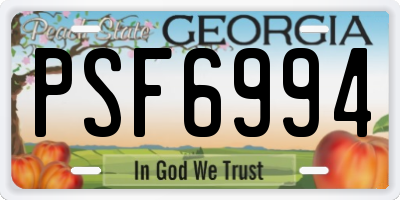 GA license plate PSF6994