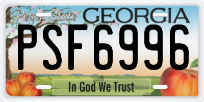 GA license plate PSF6996
