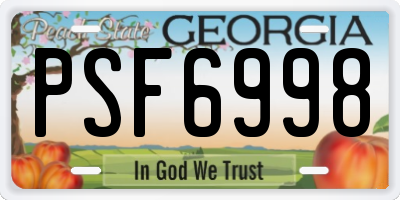 GA license plate PSF6998
