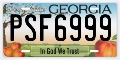 GA license plate PSF6999