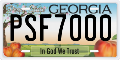 GA license plate PSF7000