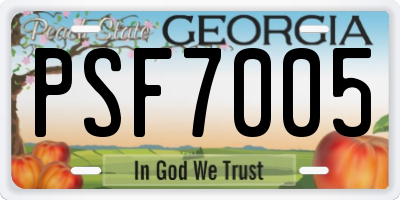 GA license plate PSF7005