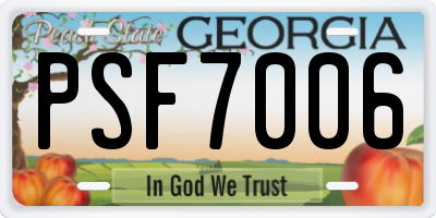 GA license plate PSF7006