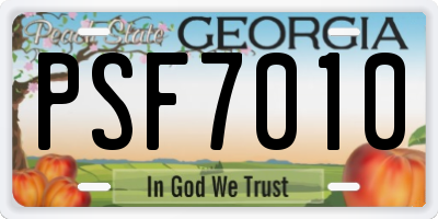 GA license plate PSF7010