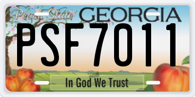 GA license plate PSF7011