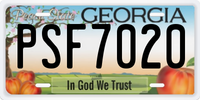 GA license plate PSF7020