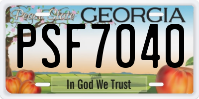 GA license plate PSF7040
