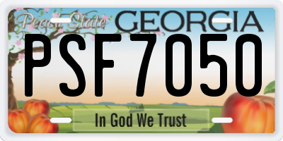 GA license plate PSF7050