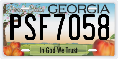 GA license plate PSF7058